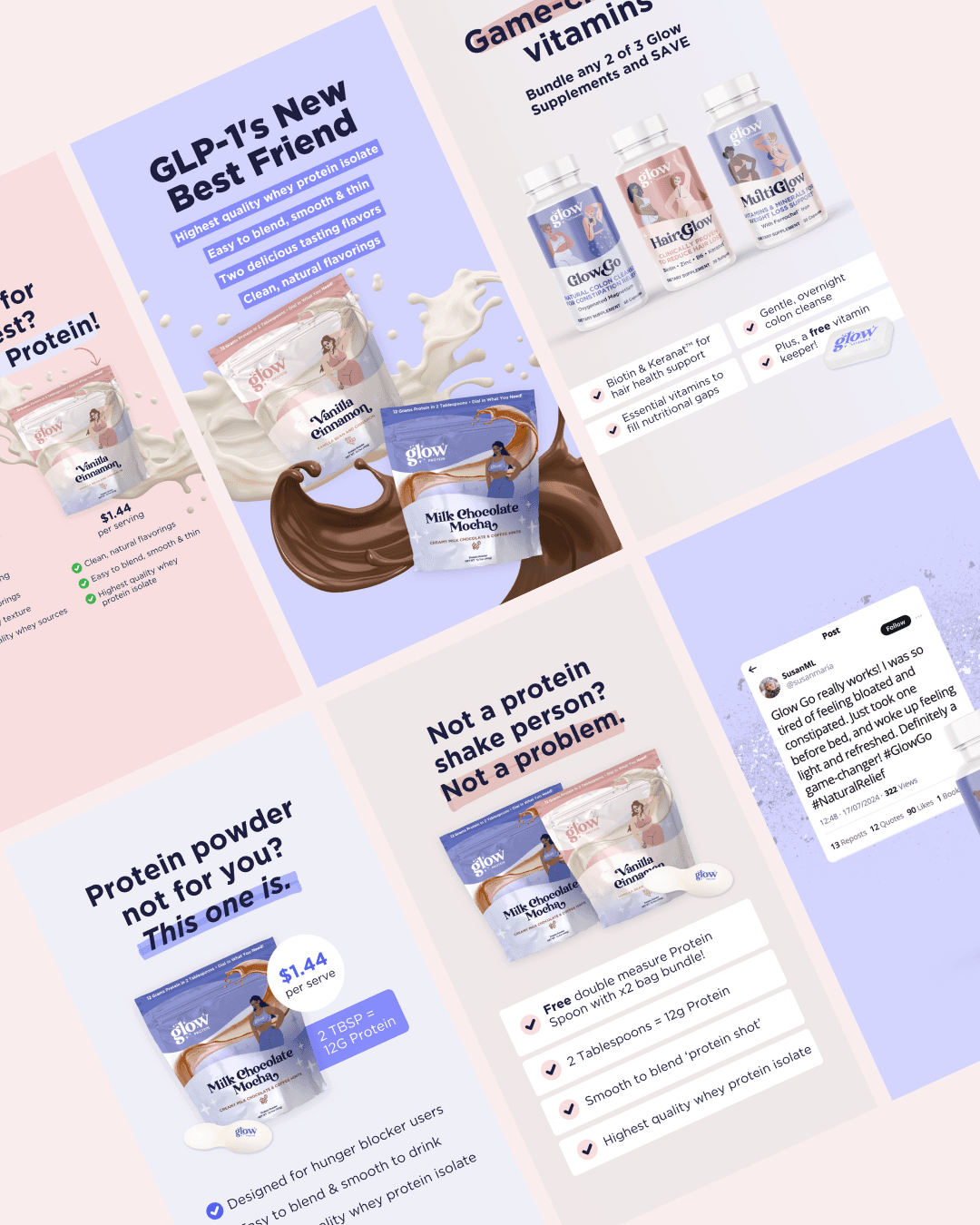 Unbounce landing pages & social content for US health brand Glow Weight Loss